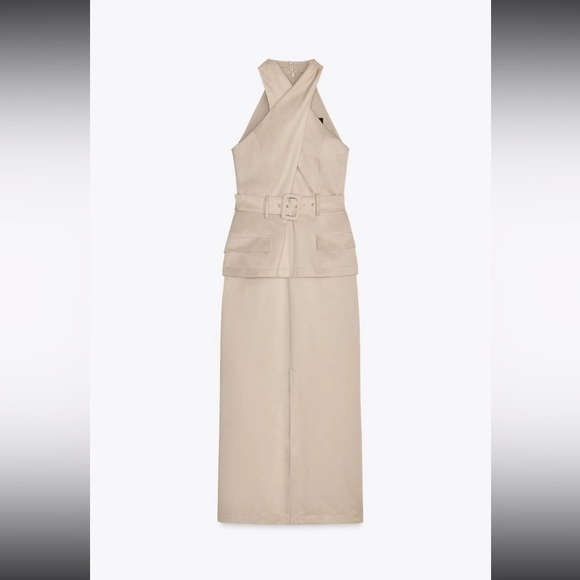 ZARA CROSSOVER BELTED MIDI DRESS - Picture 13 of 16